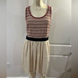 COOPERATIVE Urban Outfitters Red Ivory Black Smocked Polka Dot Dress Size: M